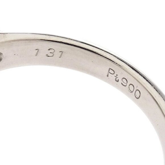 Ring Pt900 Jade Diamond Silver #50 186824 - Picture 3 of 4